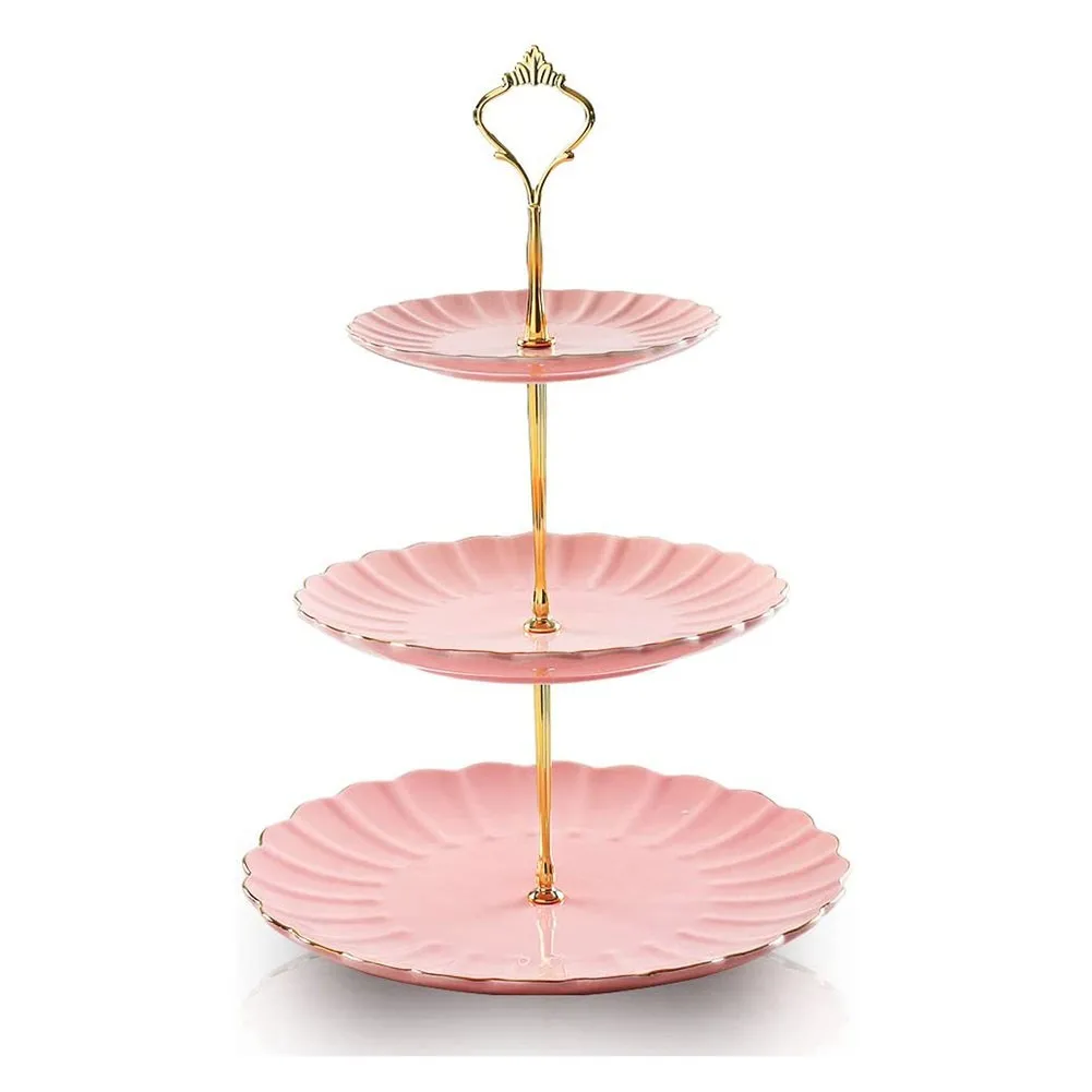 2/3 Tier Glass Stand Afternoon Tea Wedding Plates Party Tableware Golden/Silver Tier Cake Plate Stand Cupcake No Plate