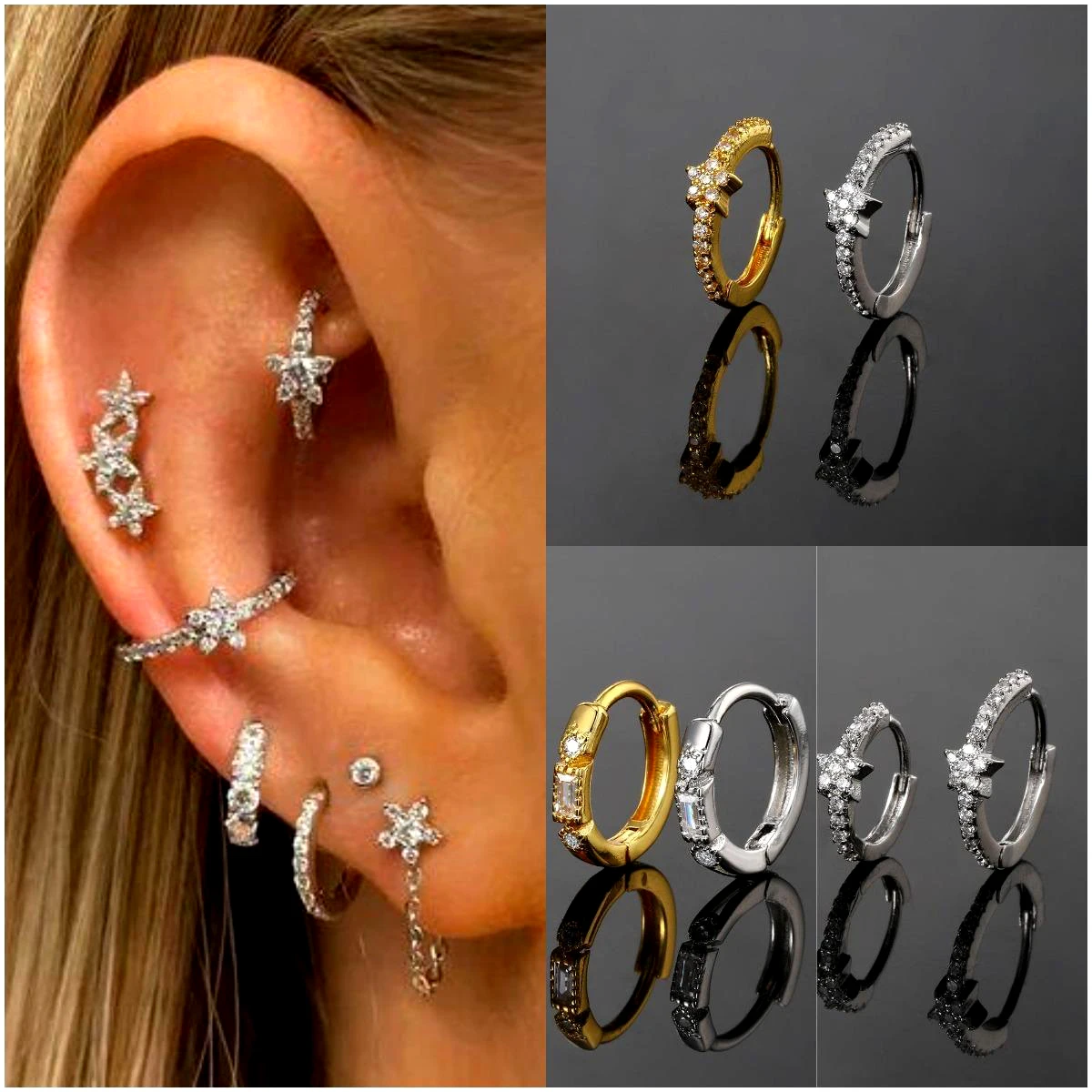 

Индивидуальные круглые ушные пуговицы с микро-инкрустированным цирконом, ушное кольцо, Ушная пуговица