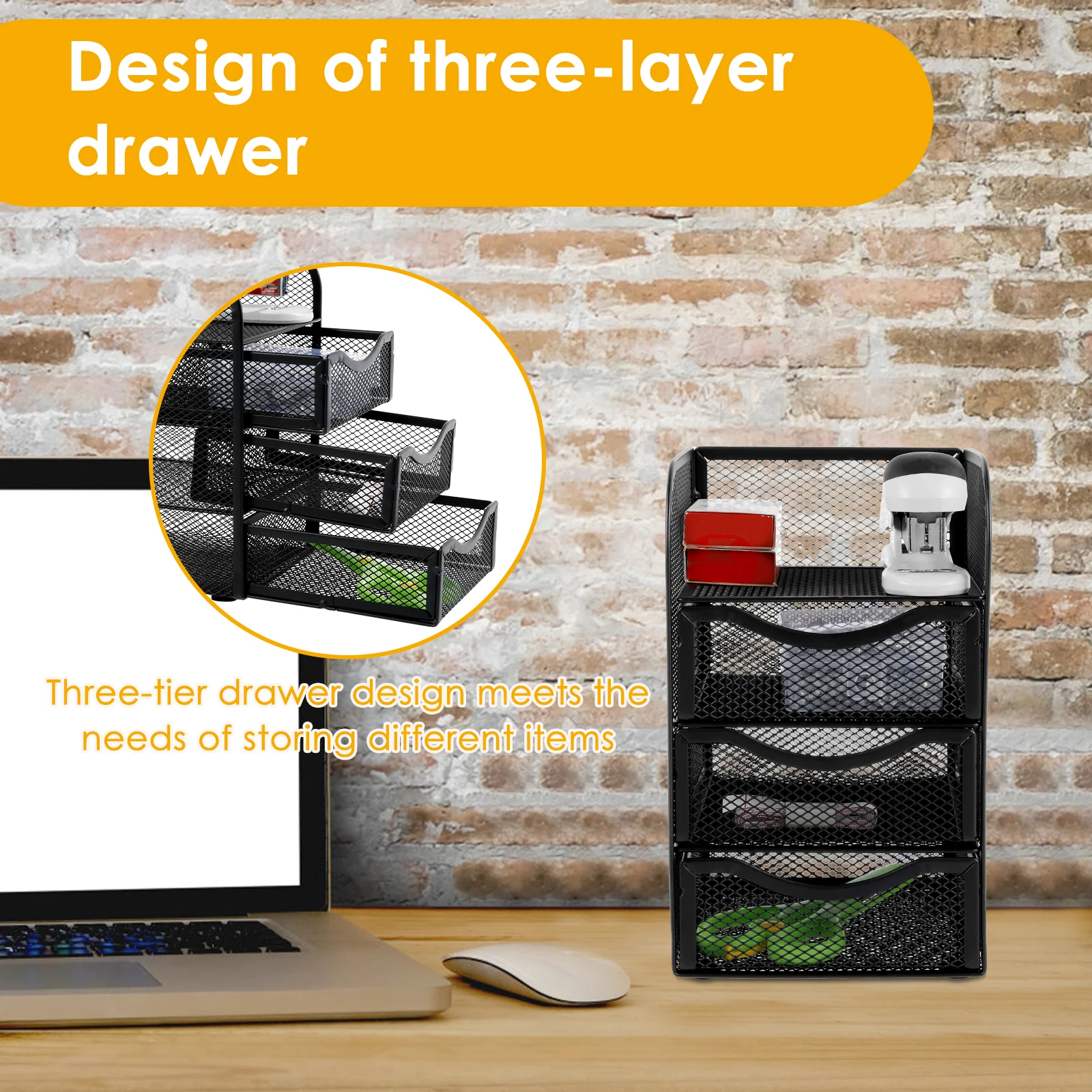 4 Layer Mesh Desk Organizer Large Capacity Stationery Organizer Box Drawer Multifunctional Office Supplies for Home School