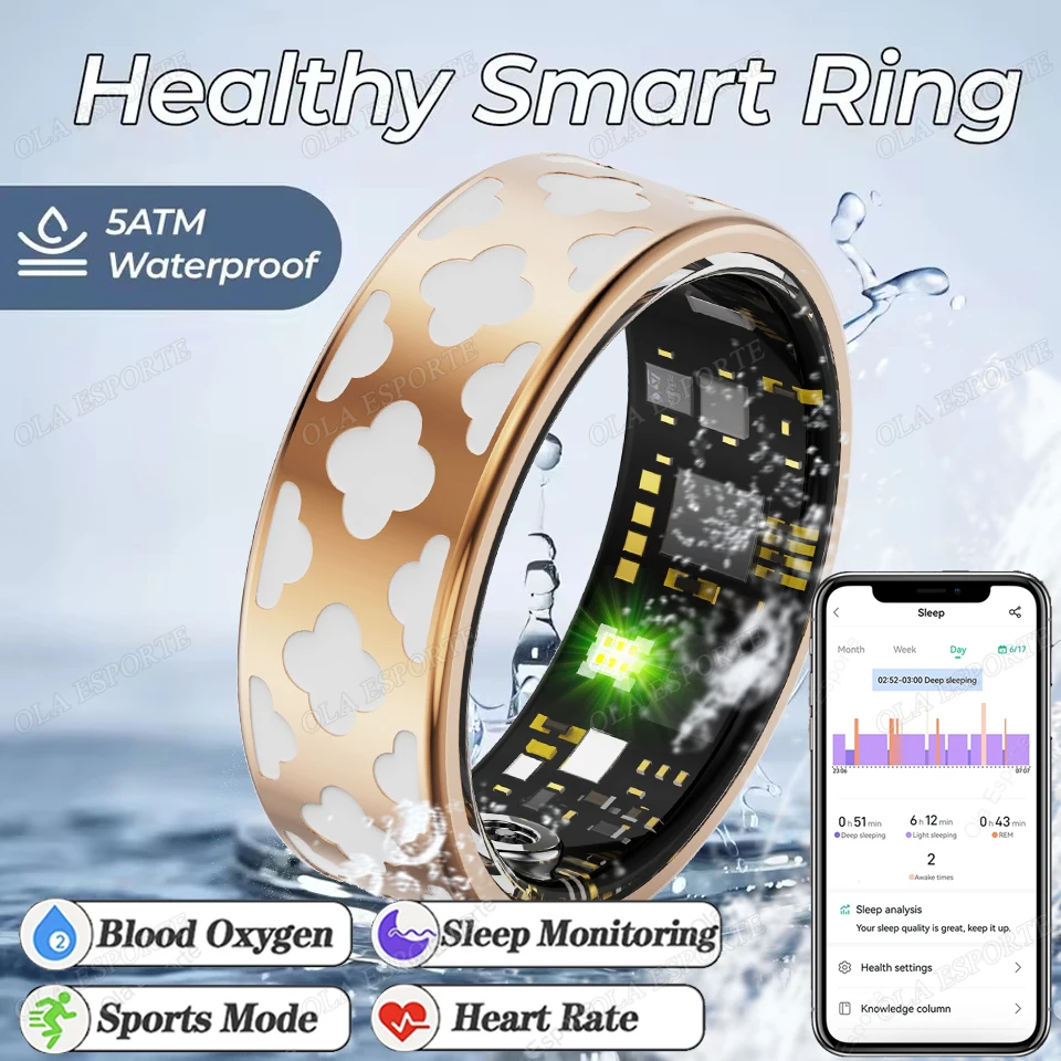 2026 Anello intelligente delle nuove donne Monitoraggio della frequenza cardiaca/sonno/ossigeno nel sangue Chiamata wireless Impermeabile Smartring Regalo di festa di compleanno