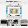 98" Wall Unit with LED Lights for TVs up to 80", Large Modern Wood Tall TVs Stand Console Table Storage Cabinet, TV Stand 6