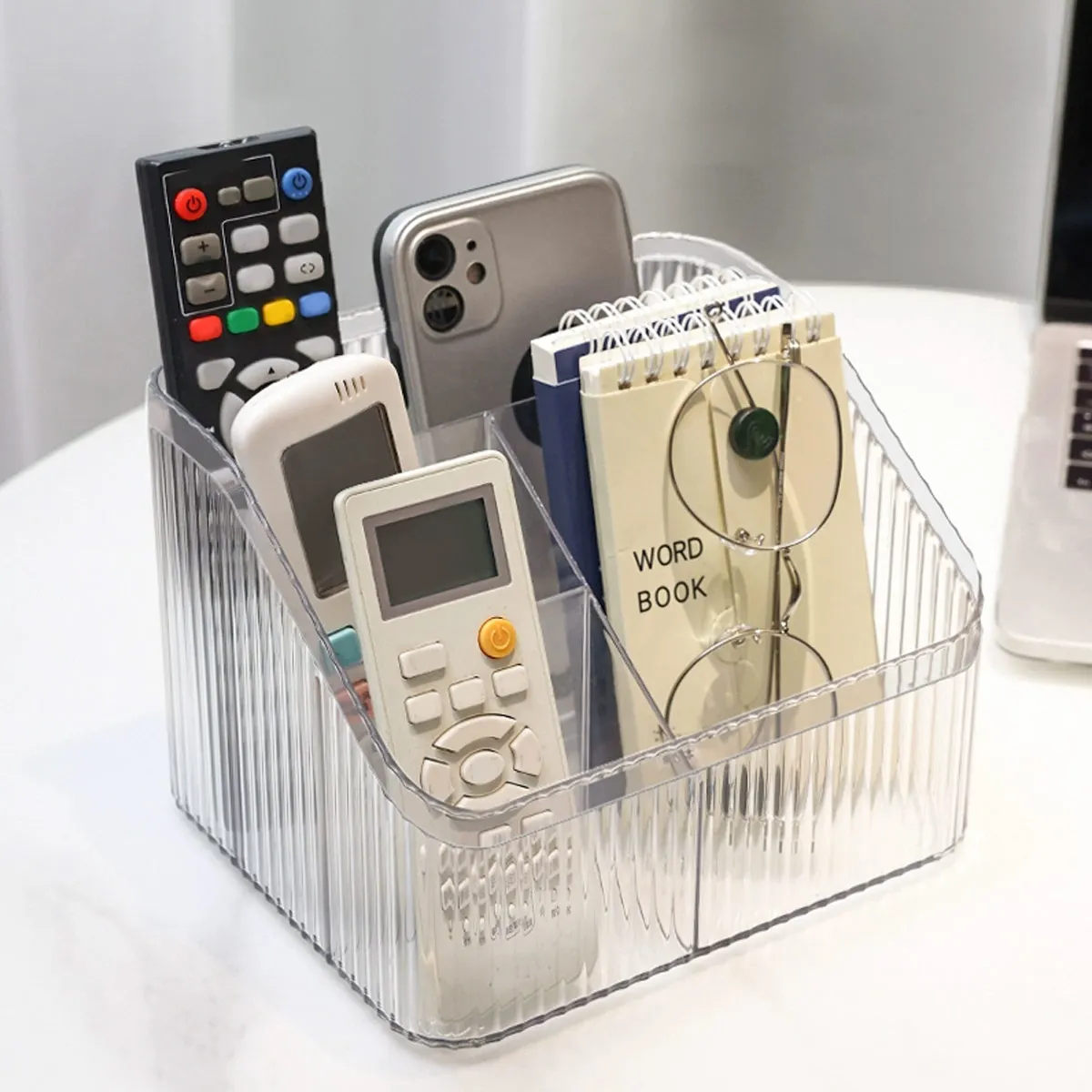 قطعة واحدة من صندوق تخزين مكتبي شفاف للاستخدام الم...