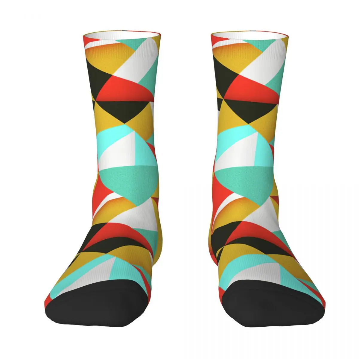 Seamless Colorful Abstract Retro Shapes Adult Socks,Unisex socks,men Socks women Socks men socks retro women vinci van gogh statue of liberty art starry night oil painting socks casual colorful happy funny socks