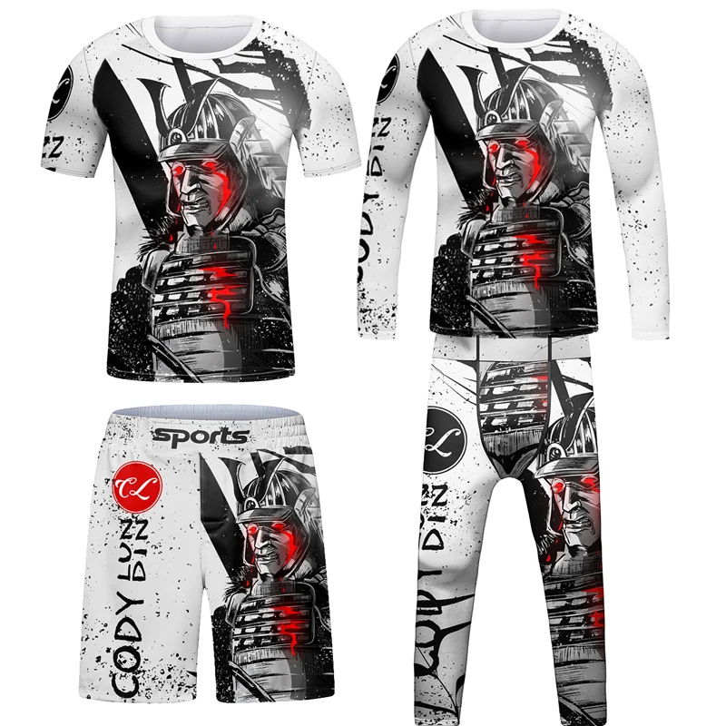 Kids Rashguard Jiu jitsu MMA T-shirt + Pant Sets Sportswear Rash guard BjJ Gi Kickboxing Jerseys Boy Children Muay Thai Shorts sports apparel