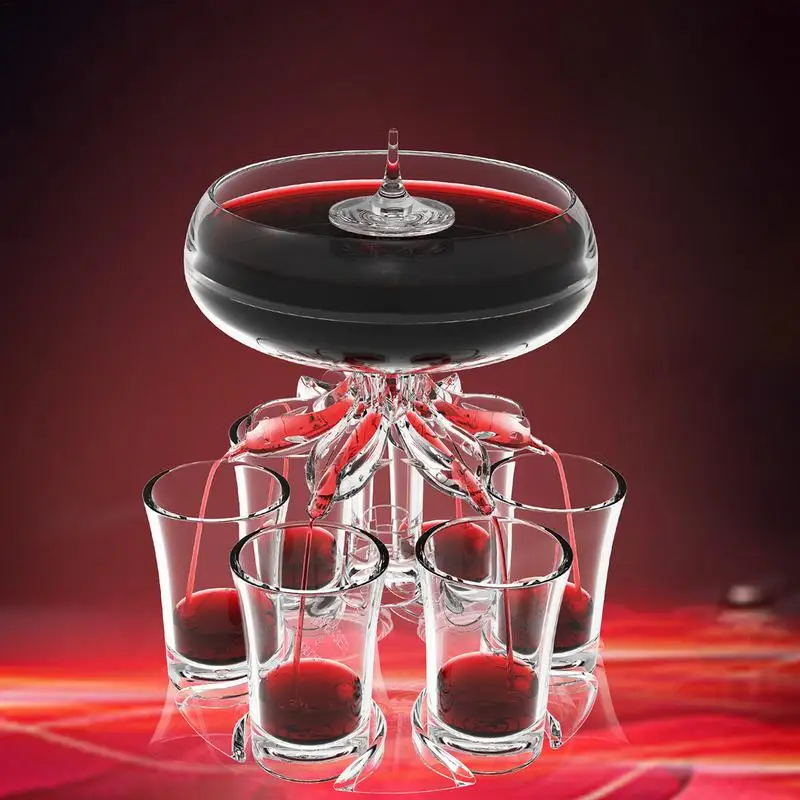 6 Shot Glass Dispenser Holder Liquor Dispenser gloowing Drinking Games Tools Party Liquor with brush bottle opener