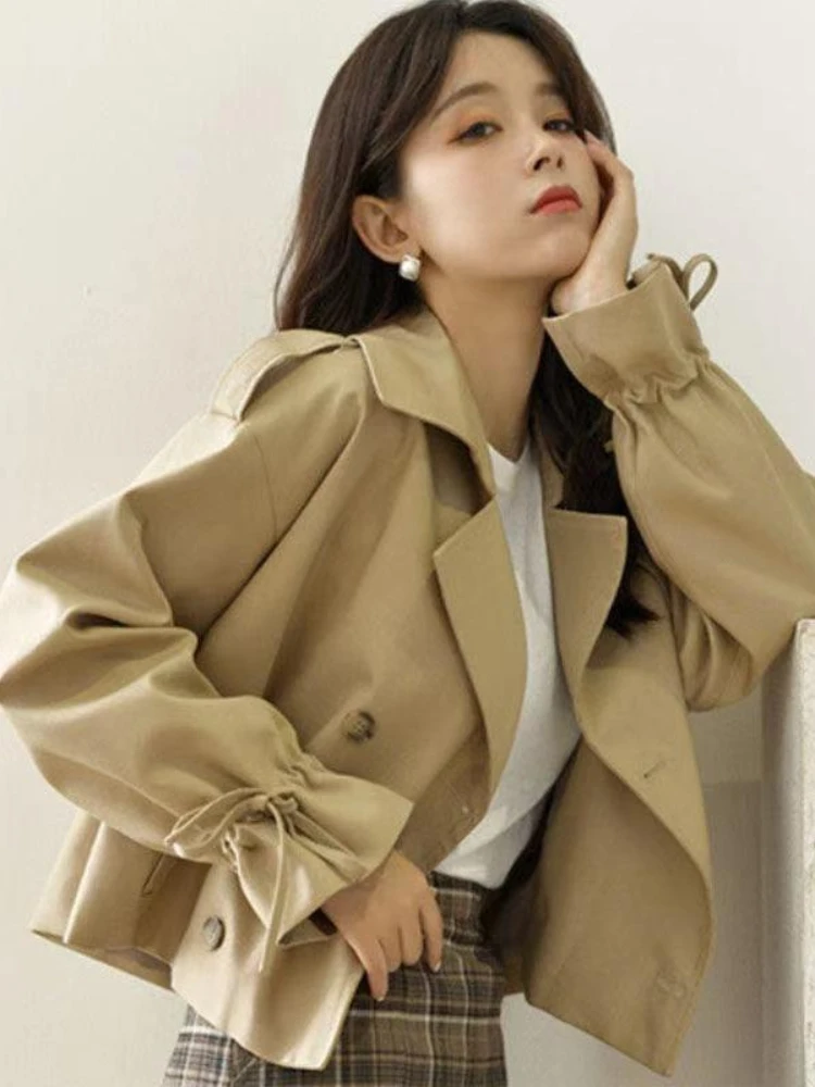 

Trench Coat Loose Jackets Women's Clothing Spring Autumn New Outfits Short Suit Long Sleeve Tops Casual Outwear Fashion Cardigan