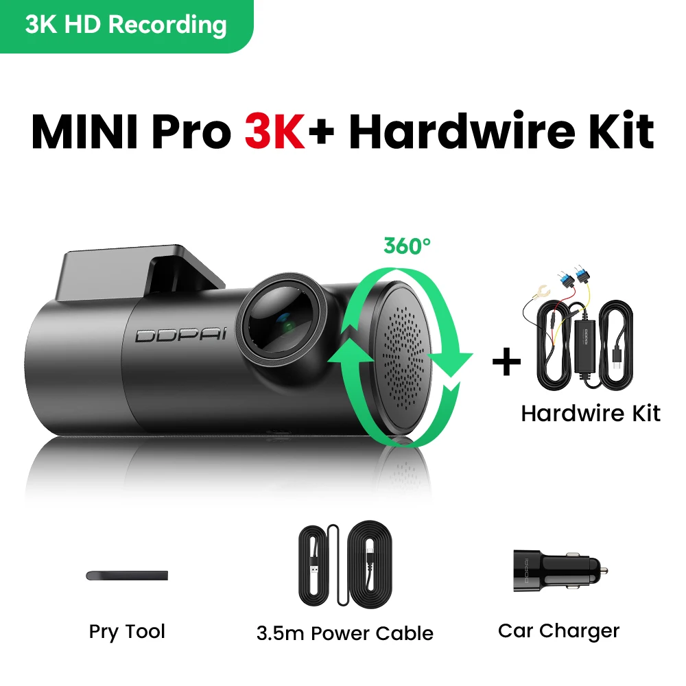 New DDPAI MINIPro 3K Car DVR Dash Cam Smart Voice Control 24H Parking Mode Video Recorder NightVision Car Camera Dashcam