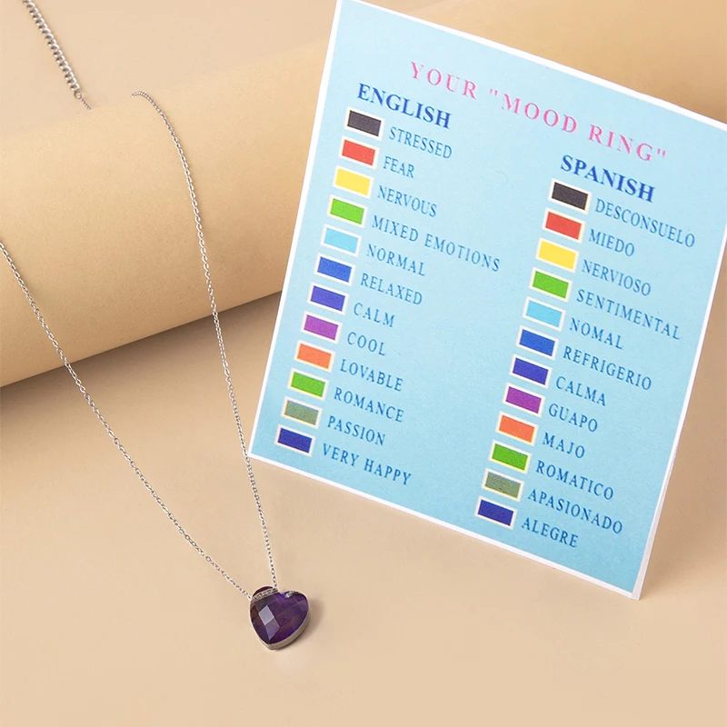 

2023 New Feel the Emotion Colour Changing Necklace Heart Stainless Steel Chain Pendant Necklace For Women Fashion Jewellery