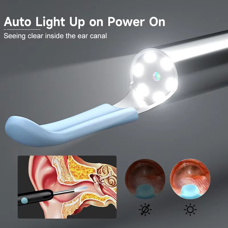 Smart Visual Set Interchangeable Head HD Endoscope Mother Baby Grade Silicone Protective Ear Pick With Childproof Lock_voghion.com