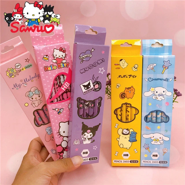 12pcs Sanrio Crayon Kawaii HelloKitty Kuromi Cinnamoroll Korean Student  Cartoon 12 Color Art Brush Children's Oil Painting Pen - AliExpress