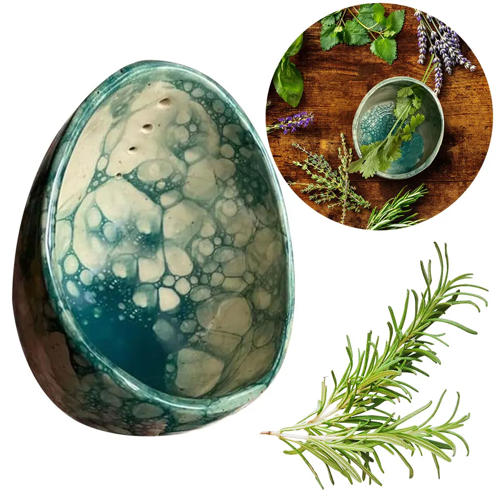 Pottery Herb Stripper Bowl Handmade Different Round Hole Sizes Suitable For Peeling Off The Leafy Assembly Of Cilantro Rosemary