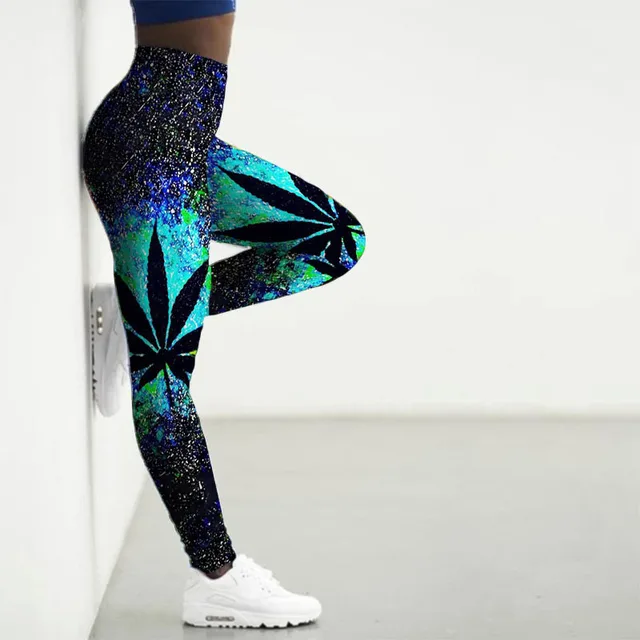 Sport Leggings Women 3D Weeds Leaf Tiger Printed High Waist Yoga Pants Tights Gym Clothing Workout Leggings Lady Fitness Legins 2