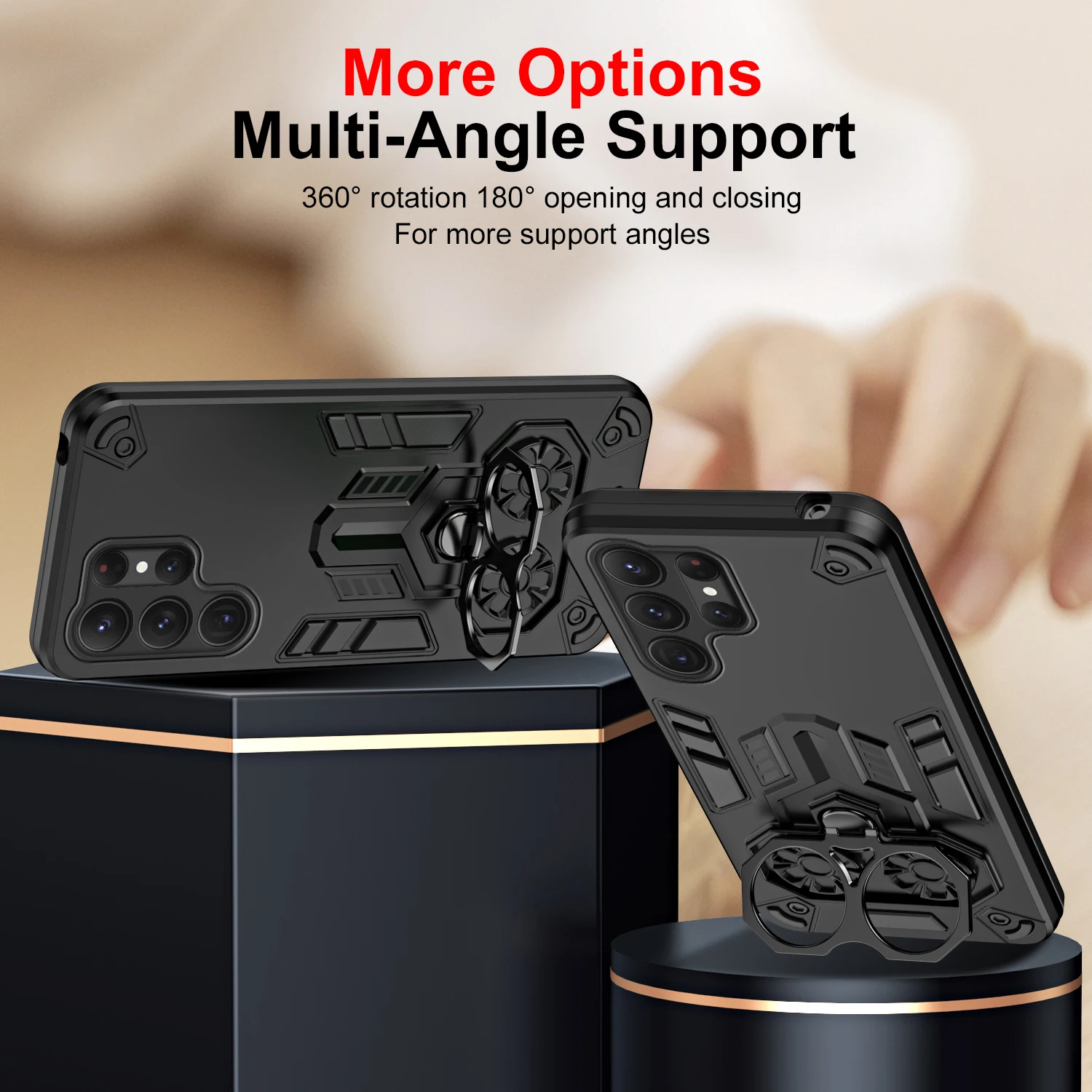 Military Armor Case with Rotating Metal Bracket Kickstand Cover