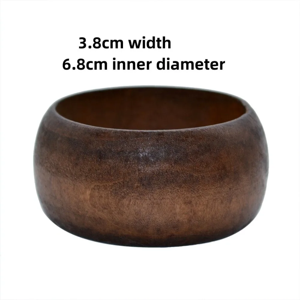 Vintage Wide Wooden Bangles Geometric Round Square Bracelets Thick Women Bangles Gifts