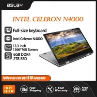 Laptop 13.3 Inch Intel Celeron N4000 360° flips HD Camera Touchscreens 6GB RAM 2TB SSD 4000 mAH 2.6 GHz Lightweight DDR4 Tablet 1