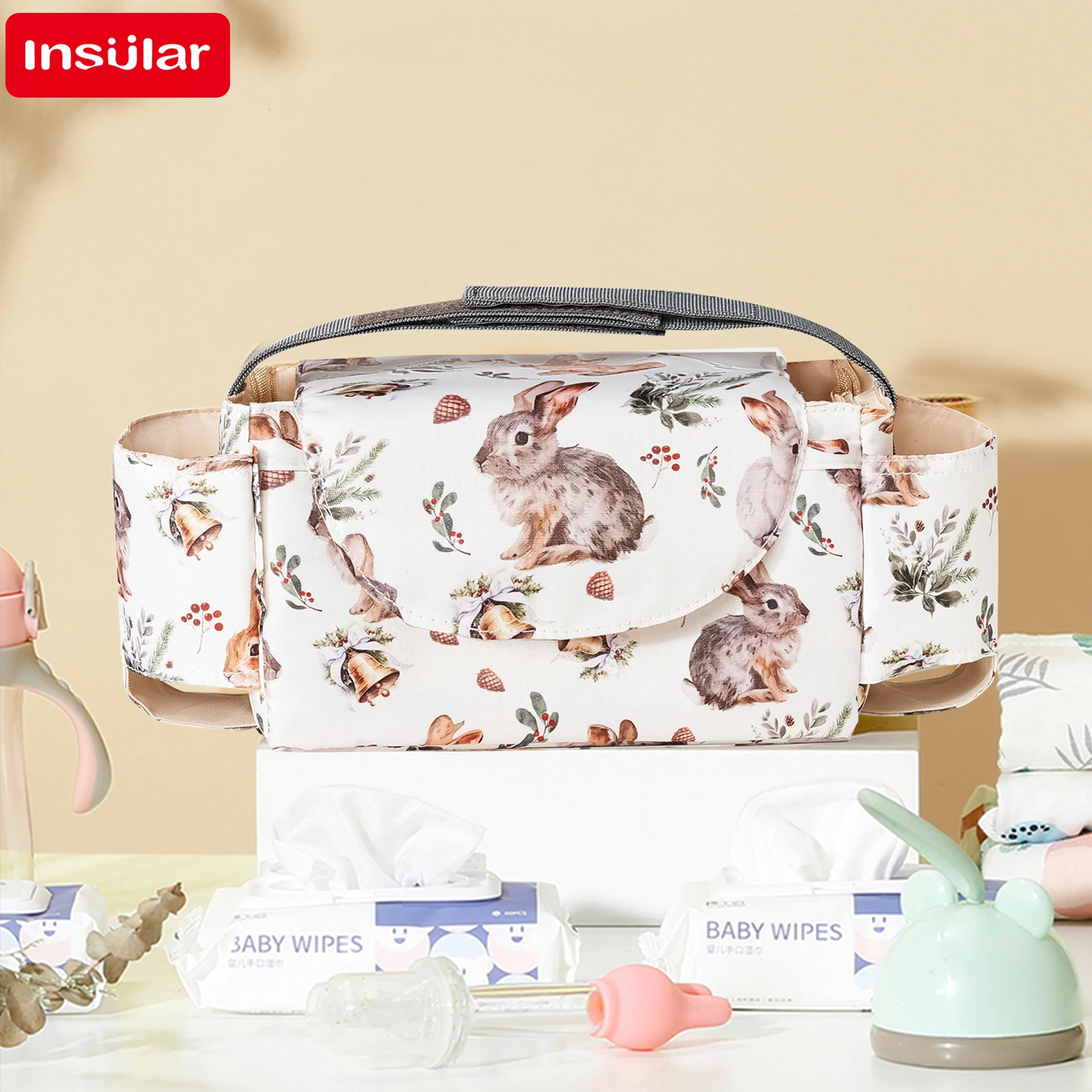 Diaper Bag Stroller Organizer Bags Stroller Bag Mommy Bag Diaper Baby Nappy Stroller Accessories Large Capacity Outdoor Travel Nappy Water Cup Holder