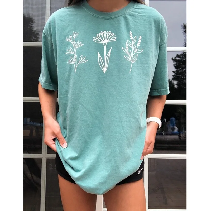 

Floral Print Summer Women Crew Neck Short Sleeve Loose Casual Tees Fashion Female Tops Clothes Streetwear Ladies Hipster T-shirt