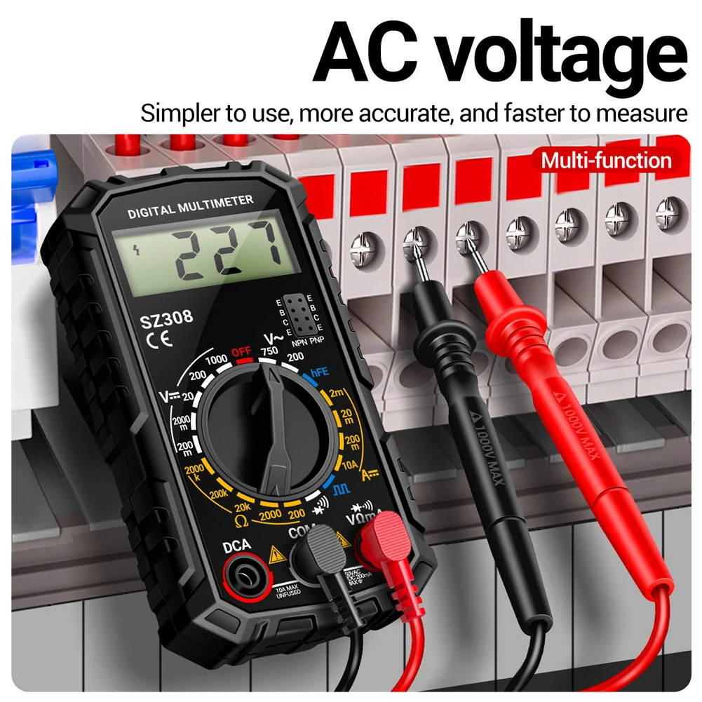 ANENG SZ308 Digital Multimeter AC/DC Voltmeter Ammeter 1999 Counts Voltage Current Tester LCD Resistance Meter Square Wave Test 3