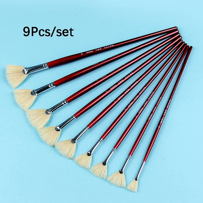 Set di 9 Pennelli per Trucco per Fondotinta e Ombretto, Kit di Pennelli per Trucco con Morbida Lana Naturale e Setole Sintetiche Vegane, Impugnatura Ergonomica in Legno, Custodia da Viaggio