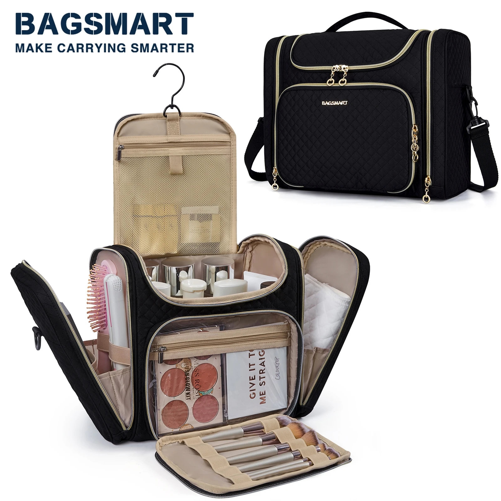 Front view of PVC cosmetic organizer