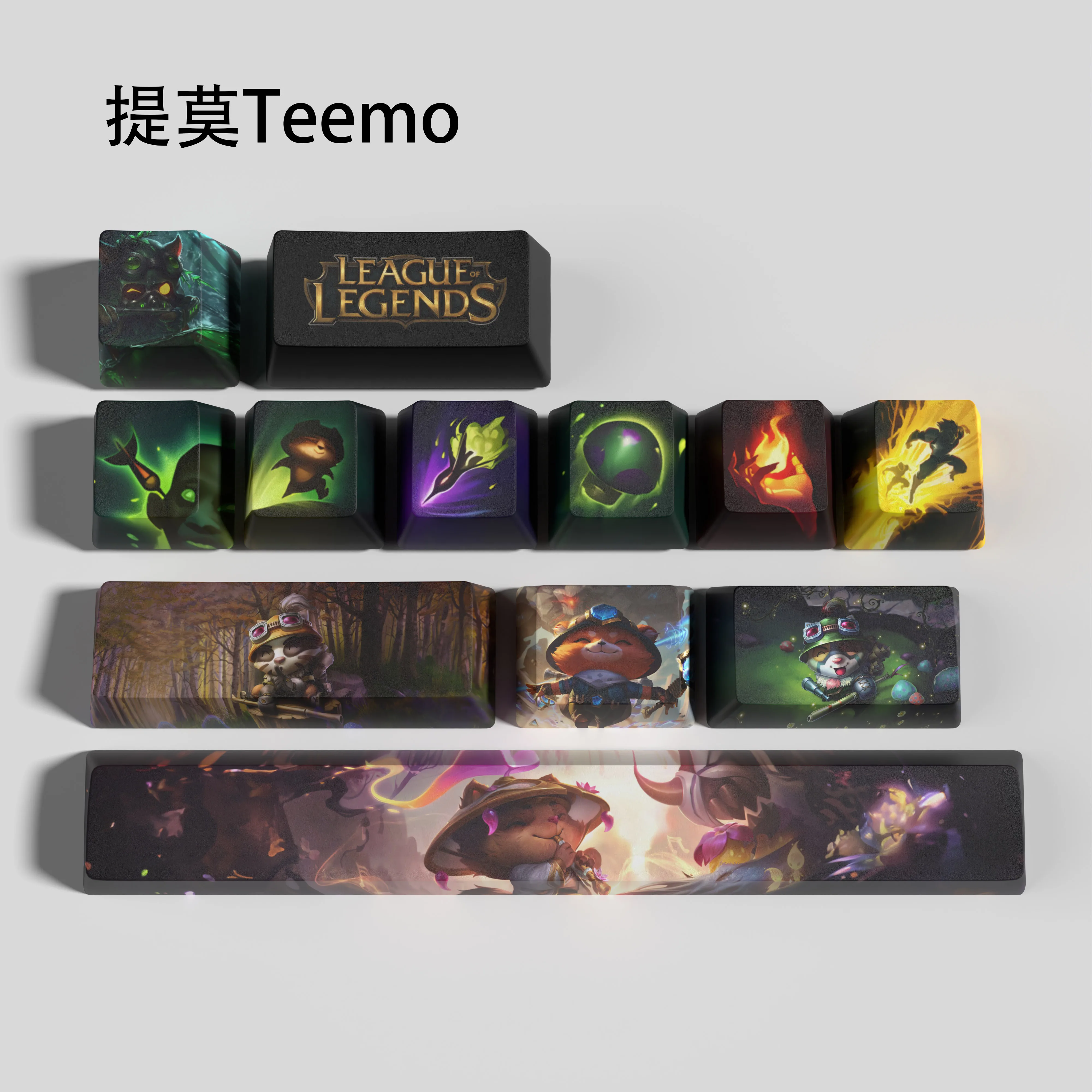 Teemo League of Legends Jogo Keycaps Perfil Oem Pbt Dye Sub 12 Chaves - Imagem 5