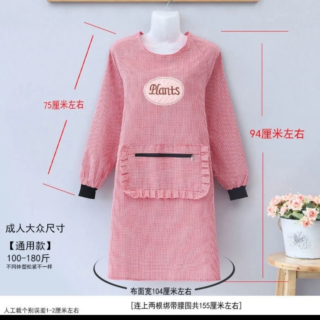 Apron Polyester Waterproof Kitchen Adult ReveRse Wearing Long Sleeved BiB Apron Smock