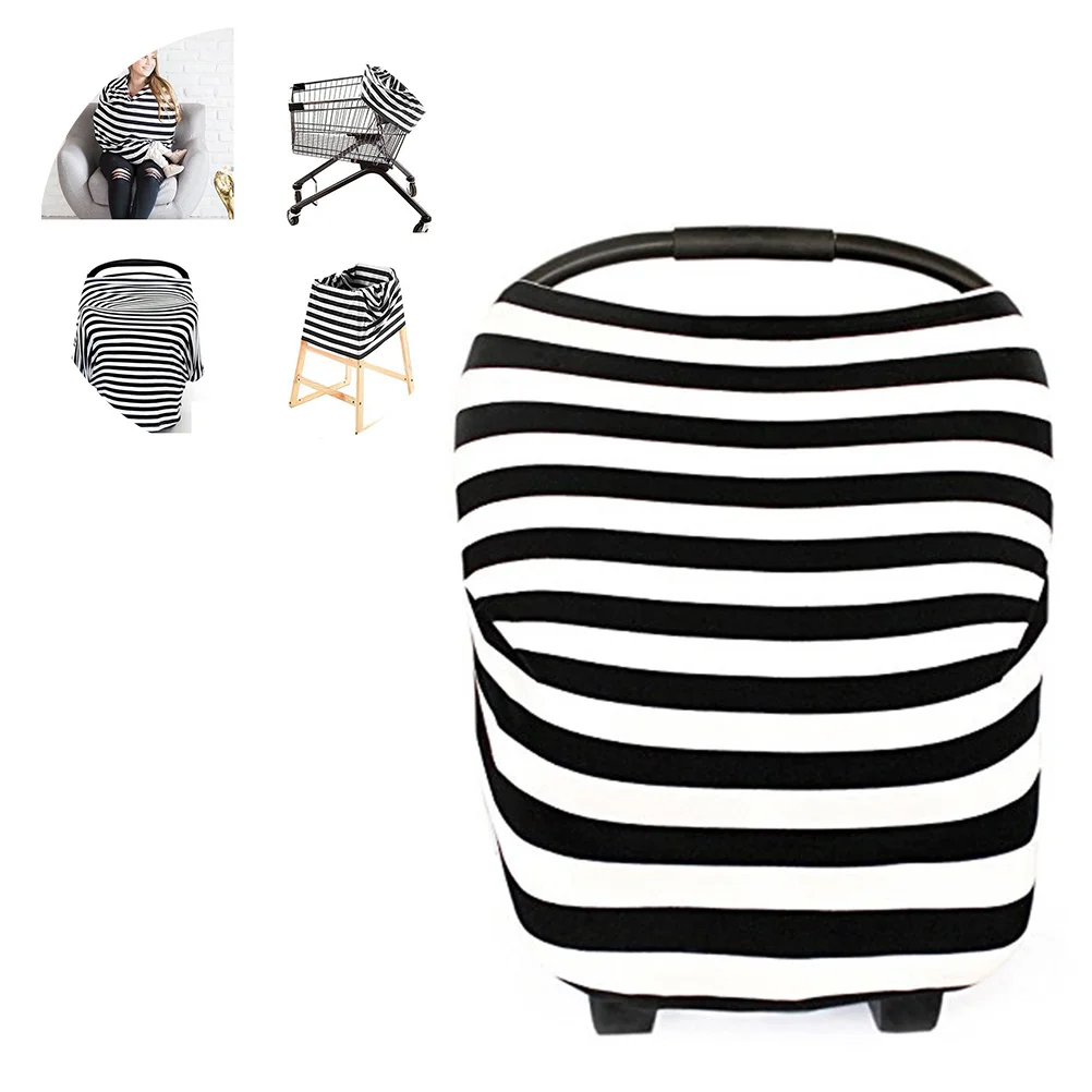 Nursing Scarf Strip Patterned Breastfeeding Cover Shawl Cotton Baby Car Seat Cover for Girls and Boys