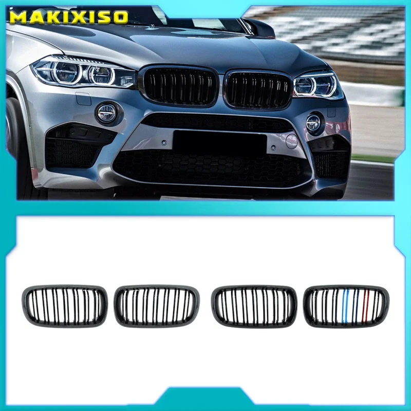 

A Pair Car Front Bumper Kidney Grille Grill Diamond Meteor Style For BMW F15 F16 X5 X6 2014-2018