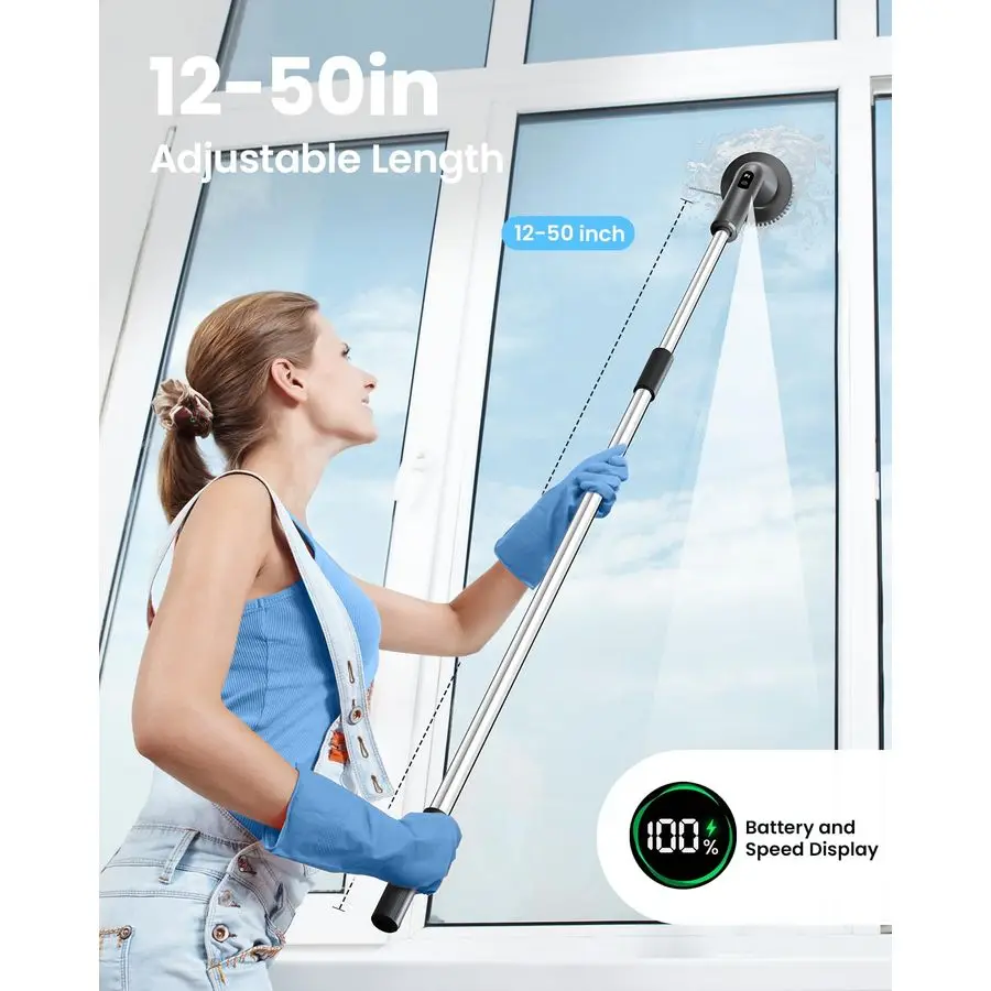 Electric Spin Scrubber, 2026 Upgraded Cordless Cleaning Brush Bathroom Scrubber, IPX7 Waterproof Electric Scrubber with 7 Brush 5