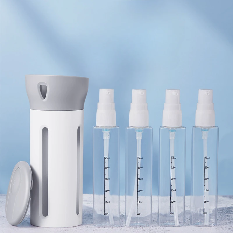 4 In 1 Portable Travel Liquid Dispenser Bottle Refillable Leakproof for Travel Container For Perfume Shampoo Conditioner Lotion