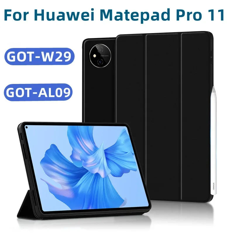 Huawei MatePad Pro 11 インチ GOT-W29 Wifi版 128GB ブラック (8GB RAM) - 海外版 Smart Case for Huawei MatePad Pro 11 2022 GOT-W29 AL09 Tablet Slim