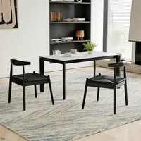 Dining Chairs Set of 2, Mid Century Modern Kitchen & Dining Chairs | Woven Rope Seat with Solid Wood Legs for Home, Outdoor Use 2
