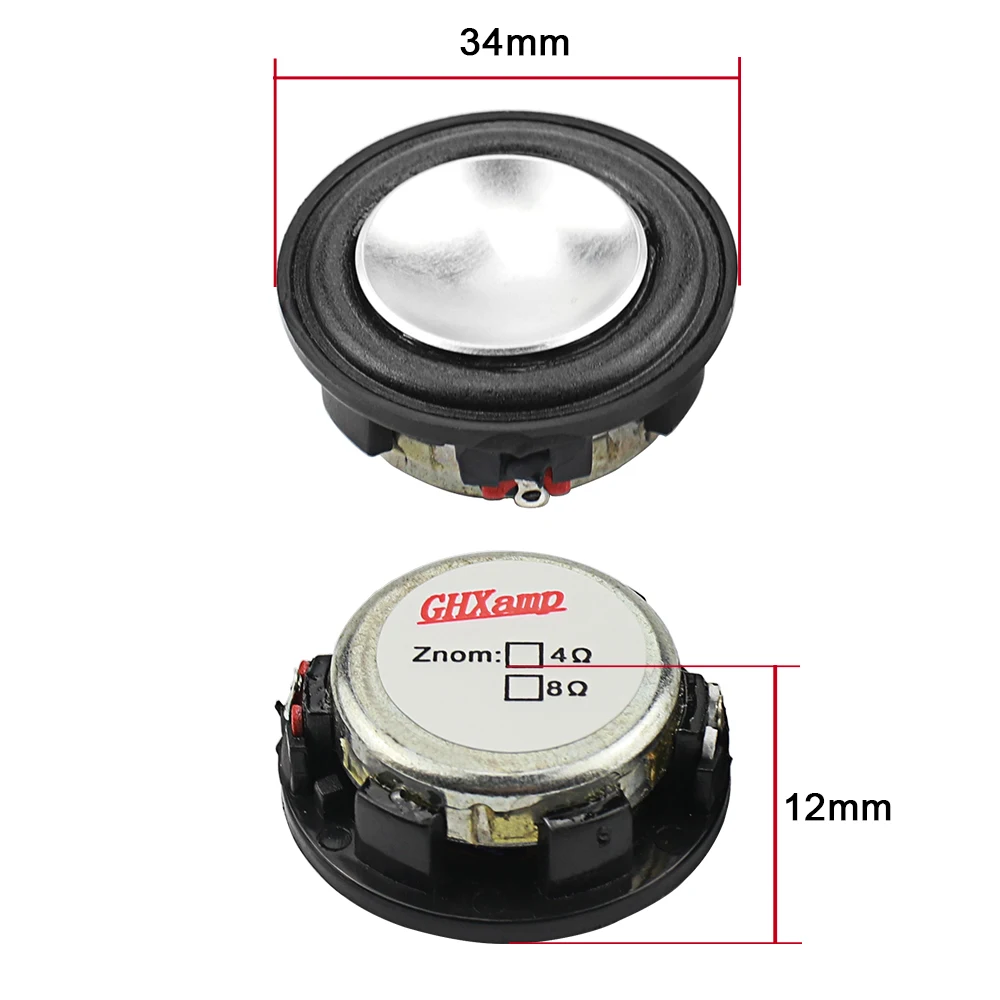 Ghxamp 미니 스피커 34mm 휴대용 풀레인지 스피커 4ohm 3w 초박형 네오디뮴 2019 폼 엣지 Diy 2pcs