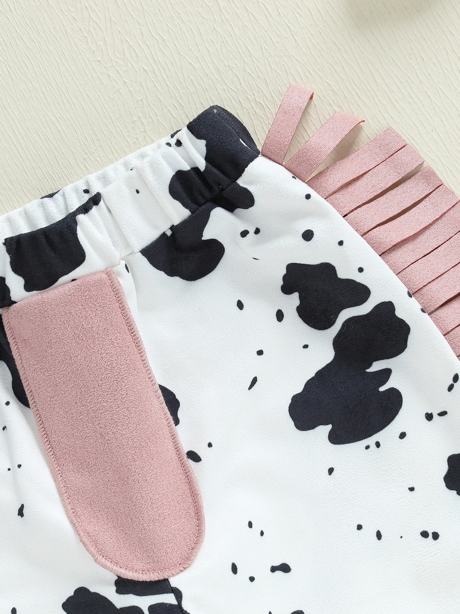 FOCUSNORM 0-4Y Mode Kinder Mädchen Kleidung Sets Outfit Ärmellose Kontrast Farbe Kuh Druck Weste mit Quasten Hosen – Detail 8