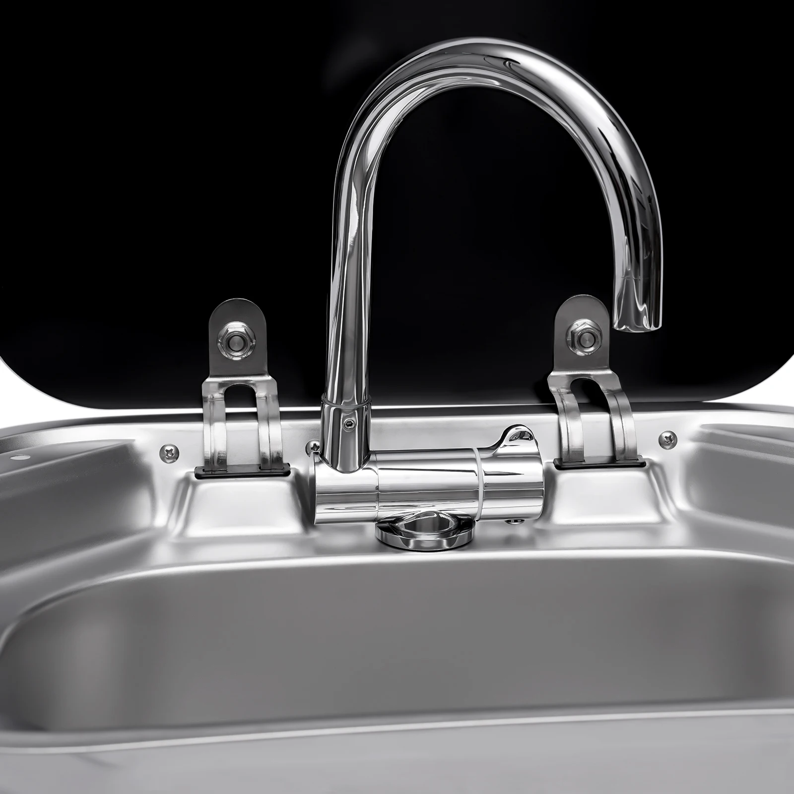 Edelstahl-Handwaschbecken 42,3*37,3*15cm Spüle mit Drehbarem Wasserhahn Einzelbecken Küchenspüle für Wohnmobil Camper Anhänger – Detail 13