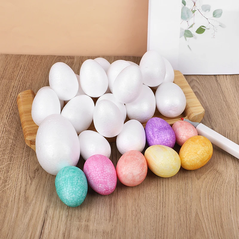 10-50pcs Easter Foam Egg White Styrofoam Fake Eggs Kids Painting Handmade Spring Easter Party Home Decoration DIY Wreath Craft