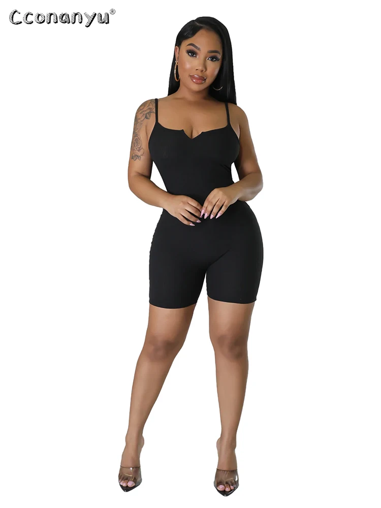 

Summer Jump Suits for Women Casual Bodycon Bodysuit Solid Color Backless Sleeveless Sport Rompers One Piece Outfit Mono Mujer