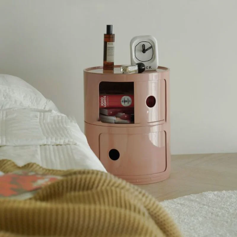 

2/3/4 Layer Nordic Round Bedside Table Mini Cute Storage Cabinet Creative Dresser Chest Sofa Side Table Bedroom Furniture