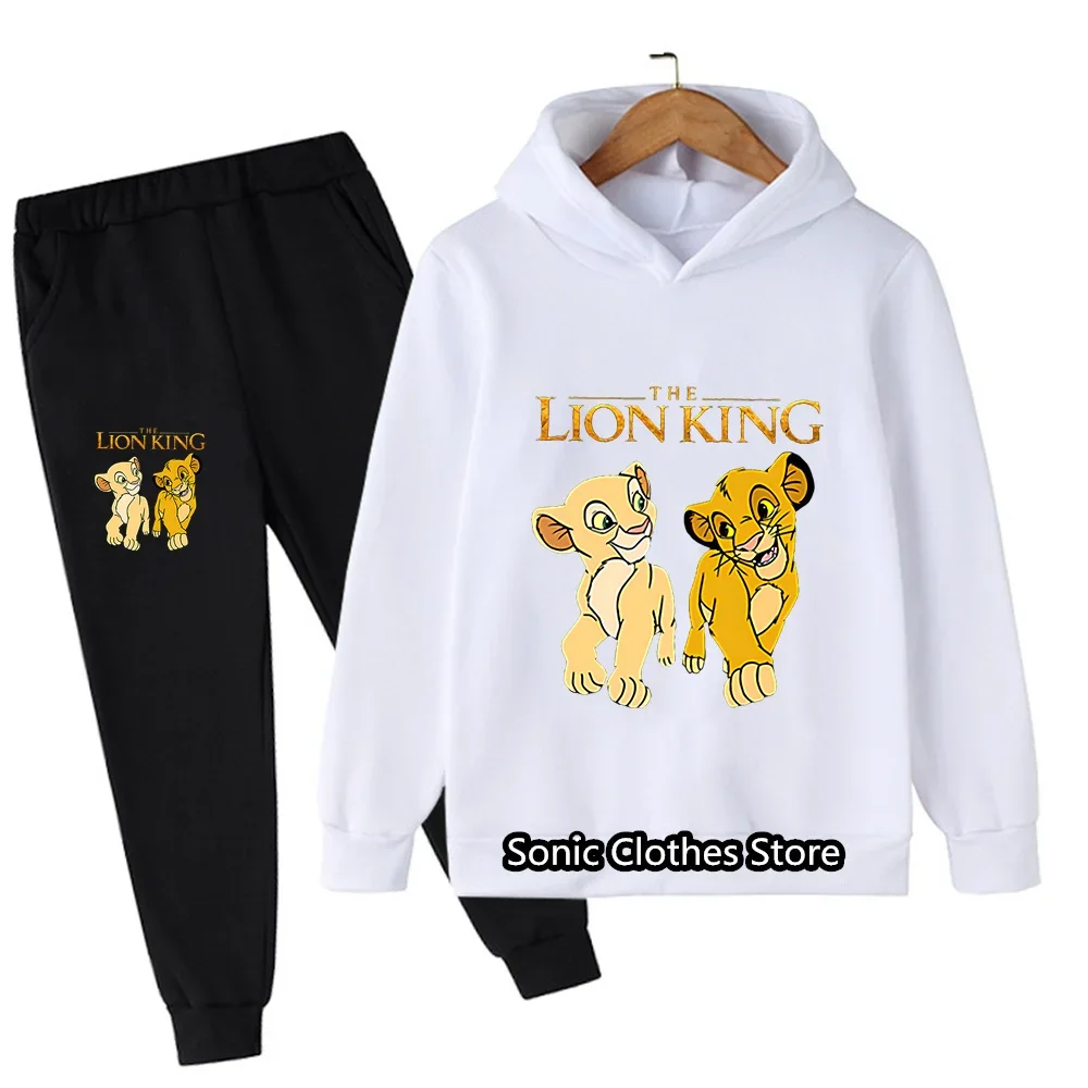 thumbnail image 1 of Ropa para niños de Disney con dibujos animados de animales y Simba, traje de algodón para niñas, sudaderas con capucha y pantalones de El Rey León de dibujos animados, conjuntos casuales de 2 piezas p, 1 of 4