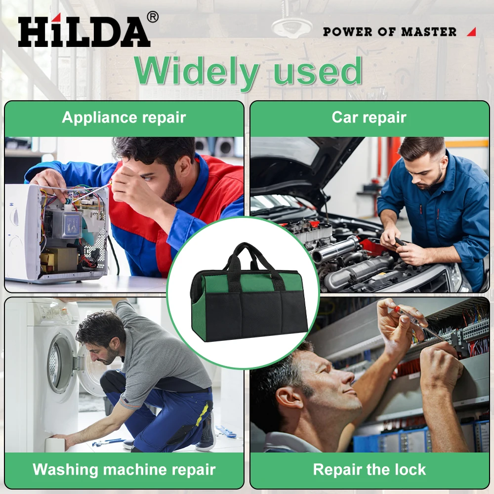 HILDA 휴대용 옥스포드 두꺼운 목공 보관용 핸드백 공구 가방 다기능 강력 내구성 가방
