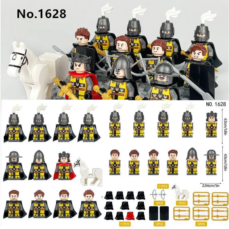 Medieval Warfare Roman Soldier Building Blocks Doll Temple Knight Golden Accessories Mini Action Figures For Children Toys