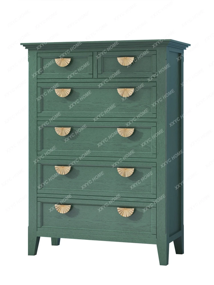 

Dark Green Chest of Drawers Lobby Multi-Drawer Corner Side Cabinet Swing Shot Curio Cabinet against the Wall Entrance Cabinet