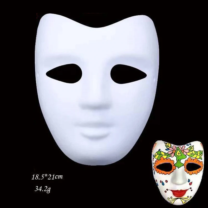 5 Pcs DIY Full Face Craft Masks Blank White Paintable Paper Mache Mask for Masquerade Cosplay Halloween Mardi Gras Party Prop