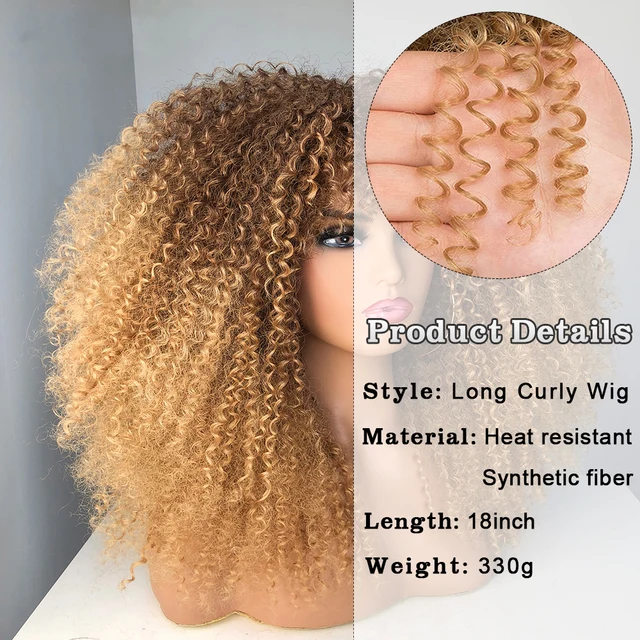 Curly Wigs for Black Women Afro Kinky Curly Wig with Bangs