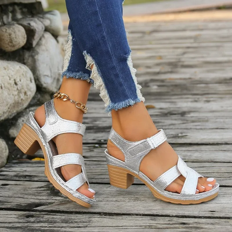 Women Platform High Heels Sandals Summer Dress Chunky Open Toe Shoes New Design Brand Slingback Sandals Female Zapatos Muje women wedge sandals women dress shoes women slingback sandals women high heels shoes