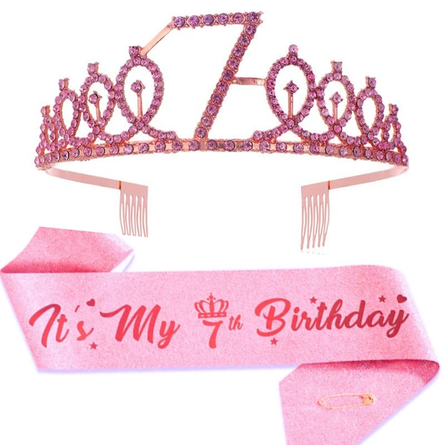 Geburtstags-Tiara Krone Schärpe für Frauen und Mädchen, Dies ist mein 4., 5., 6., 7., 8., 9., 10., 13., 16. Geburtstag, Party-Dekoration, Geschenke – Detail 6