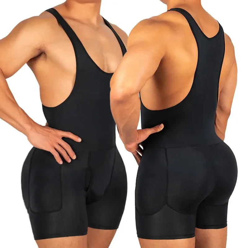 

Men Bodysuit Tummy Control Fake Ass Padding Buttocks Enhancers Hips Lifiter Underwear One Piece Body Shaper Shapewear