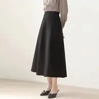 Solid Simplicity Elegant A-line Skirt Spring Autumn New High Waist Zipper Temperament Half Skirt Casual Fashion Women Clothing 2