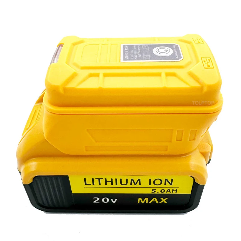 for Dewalt 18V 20V Li-ion Battery Battery Adapter With LED Light Dual USB Output Ports Portable Power Bank Camping Charge