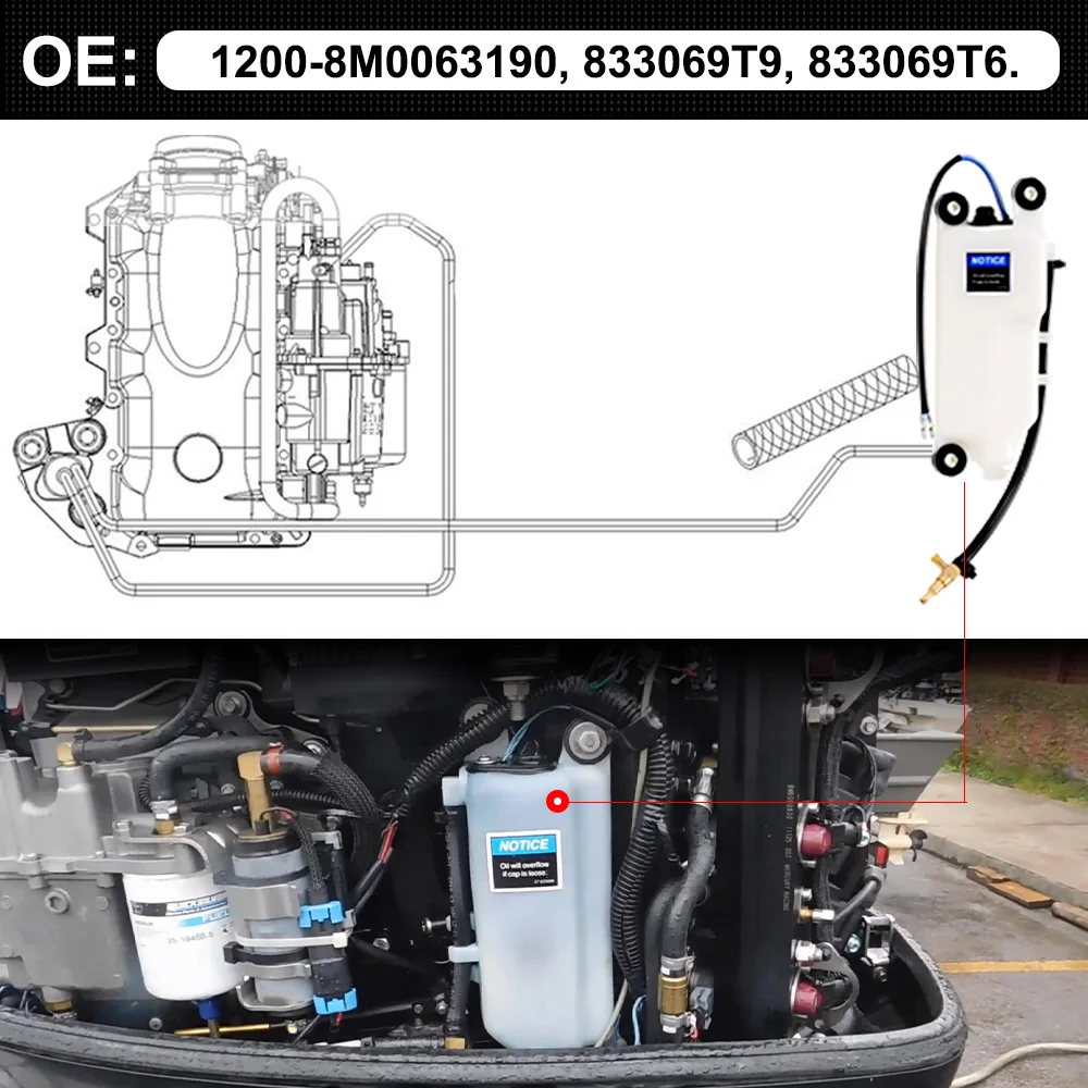 Outboard Oil Tank Assembly For Mercury Mercruiser Quicksilver 1200-8M0063190 12008M0063190 8M0063190 outboard oil tank